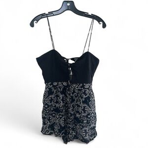 Ecote Black and White Lace-Up top